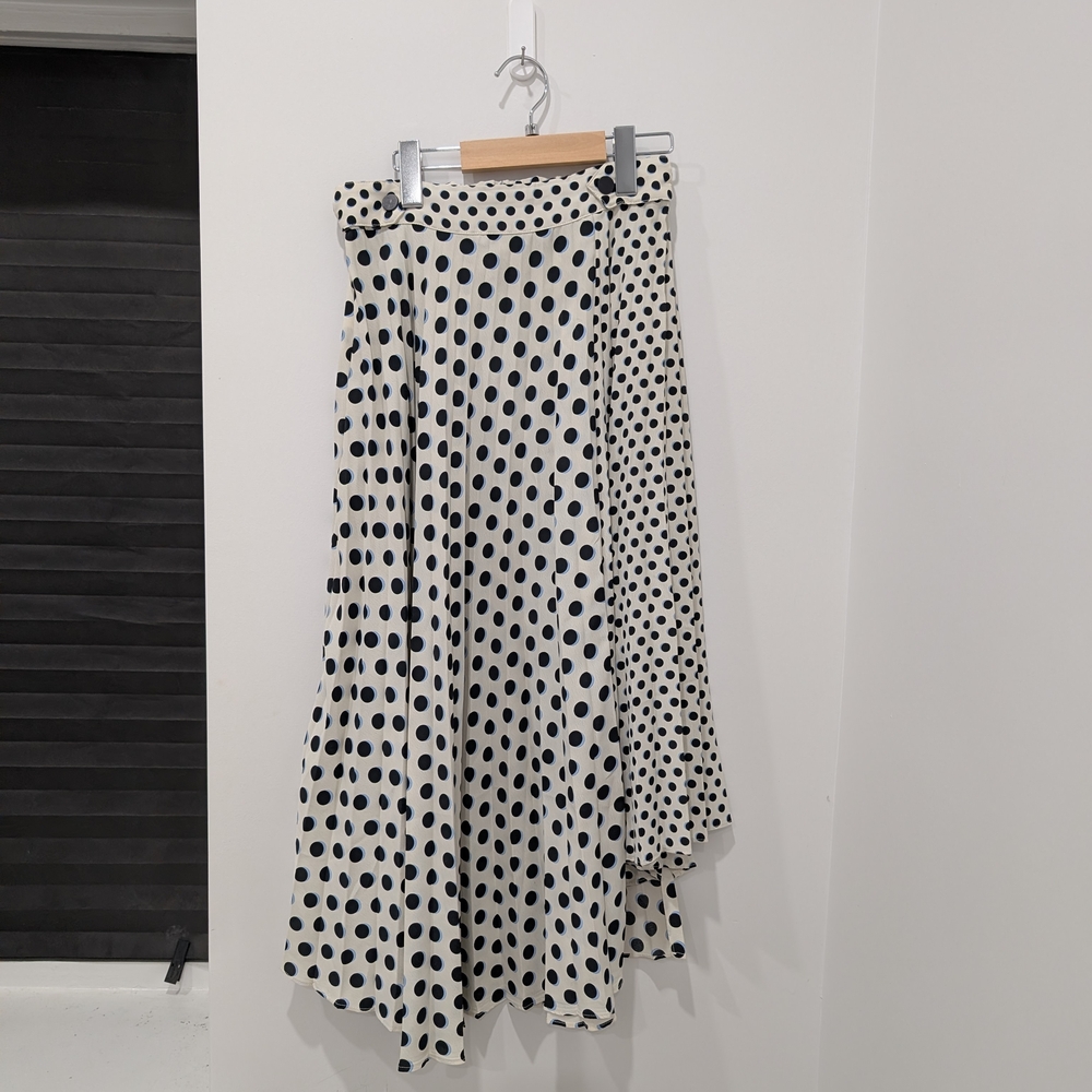 Topshop Asymmetrical Black and White Polka Dot Skirt